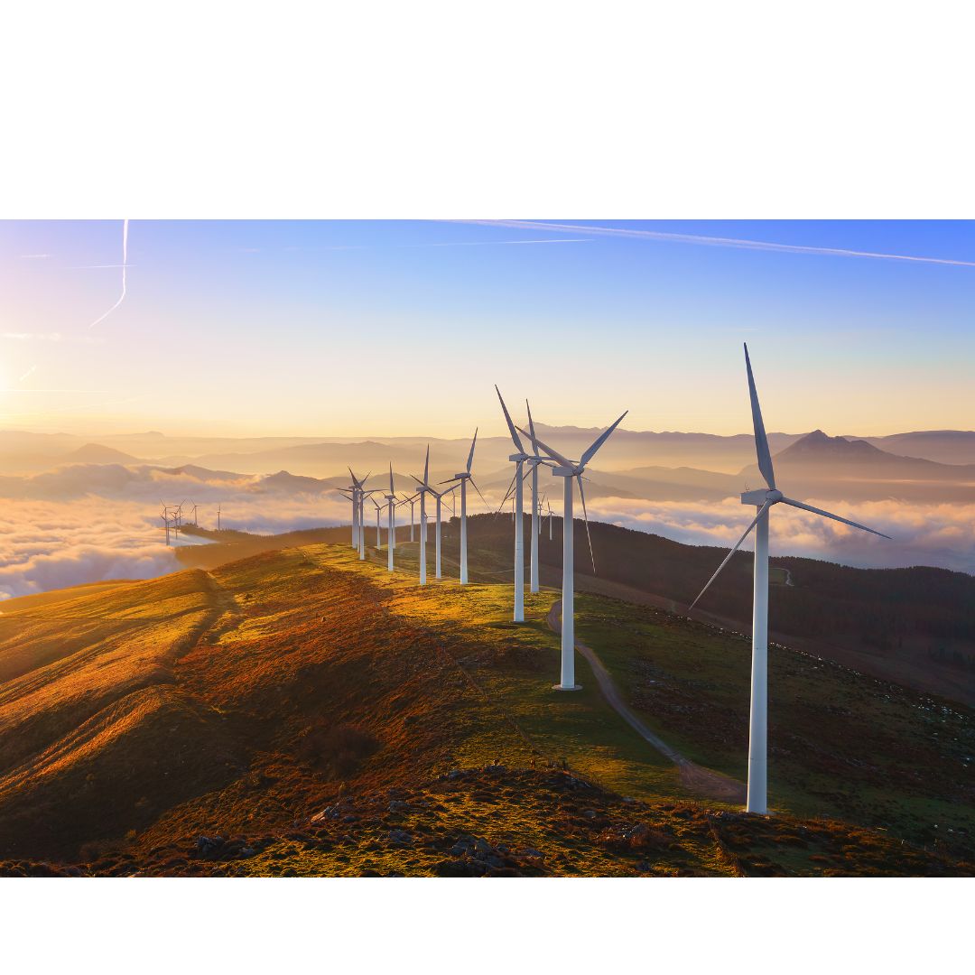 wind turbines on wind farm